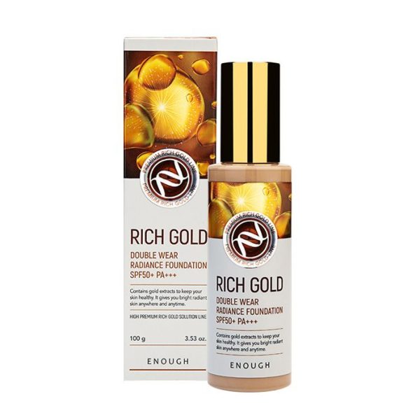 Tonal krem Enough Rich Gold Double Wear Radiance Foundation SPF50+ PA+++ ton 23 qızıl tərkibli 100 ml