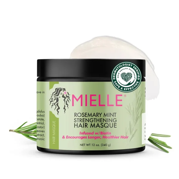 Saçlar üçün gücləndirici maska Mielle Organics Rosemary Mint, 340 q