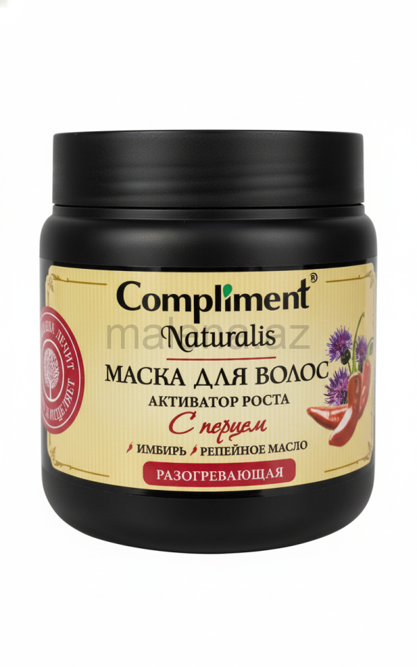 Saç maskası Compliment Naturalis МАСКА ДЛЯ ВОЛОС АКТИВАТОР РОСТА С перцем, имбирь, репейное масло РАЗОГРЕВАЮЩАЯ
