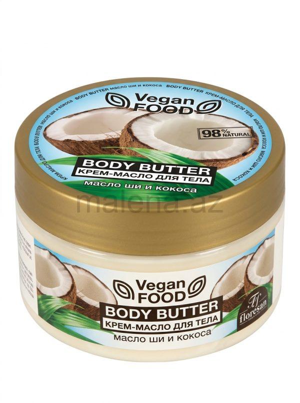 Bədən Yağı Vegan Food FloreSan Body Butter, Şi və Kokos Yağı ilə, 98% Təbii