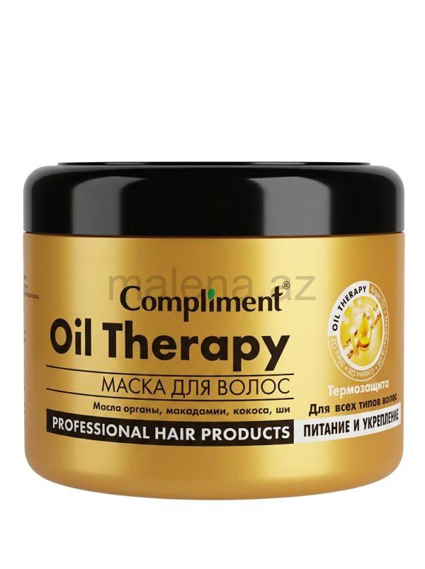 Saç maskası Compliment Oil Therapy Hair Mask, Arqan, Makadamiya, Kokos, Şi Yağları ilə, Termo Müdafiə