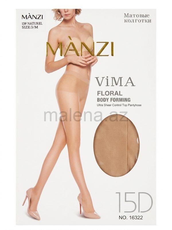 Kolqotka MANZI ViMA FLORAL Body Forming Ultra Sheer Control Top Pantyhose, 15D, Size 3/M, Naturel