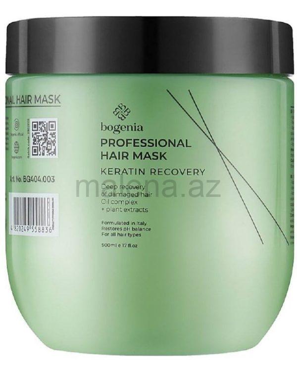 Saç maskası Bogenia PROFESSIONAL HAIR MASK KERATIN RECOVERY, 500ml, Zədələnmiş saçların bərpası