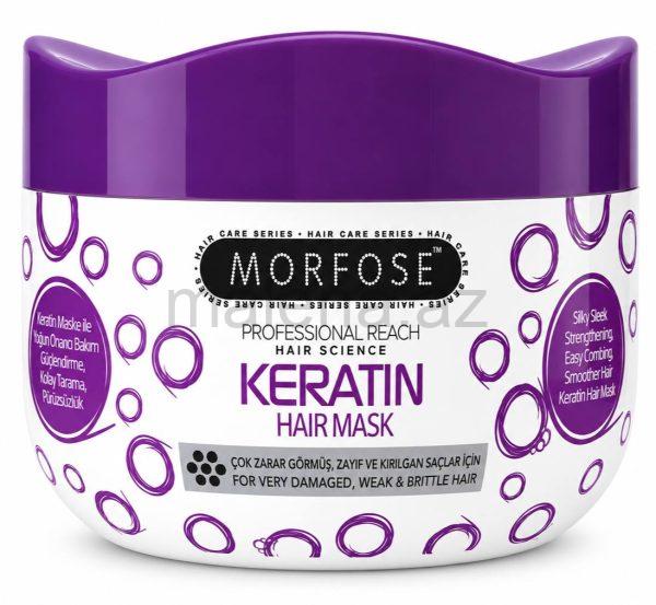 MORFOSE PROFESSIONAL REACH KERATIN HAIR MASK, intensiv bərpa, gücləndirici, asan darama, hamarlaşdırıcı, çox zədələnmiş, zəif və qırılan saçlar üçün, 500 ml