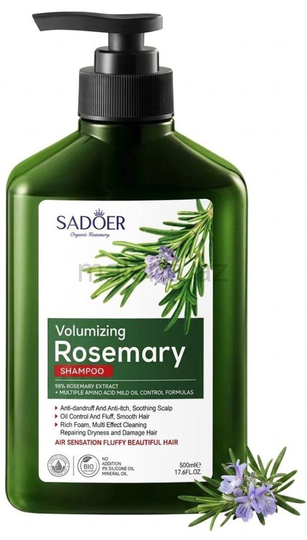 SADOER Organic Rosemary Volumizing Saç şampunu, həcm verən, 500 ml.