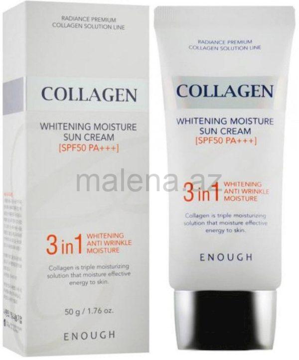 Günəşdən qoruyucu krem ENOUGH Radiance Premium Collagen Solution Line Collagen Whitening Moisture Sun Cream SPF50 PA+++, Ağardıcı, Qırışlara qarşı, Nəmləndirici, 50 g
