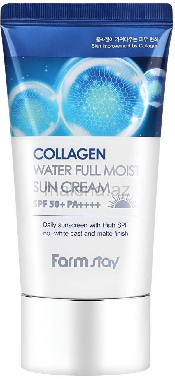 Günəşdən qoruyucu Farm Stay COLLAGEN WATER FULL MOIST SUN CREAM, Kollagenlə dərinin yaxşılaşdırılması, 50g