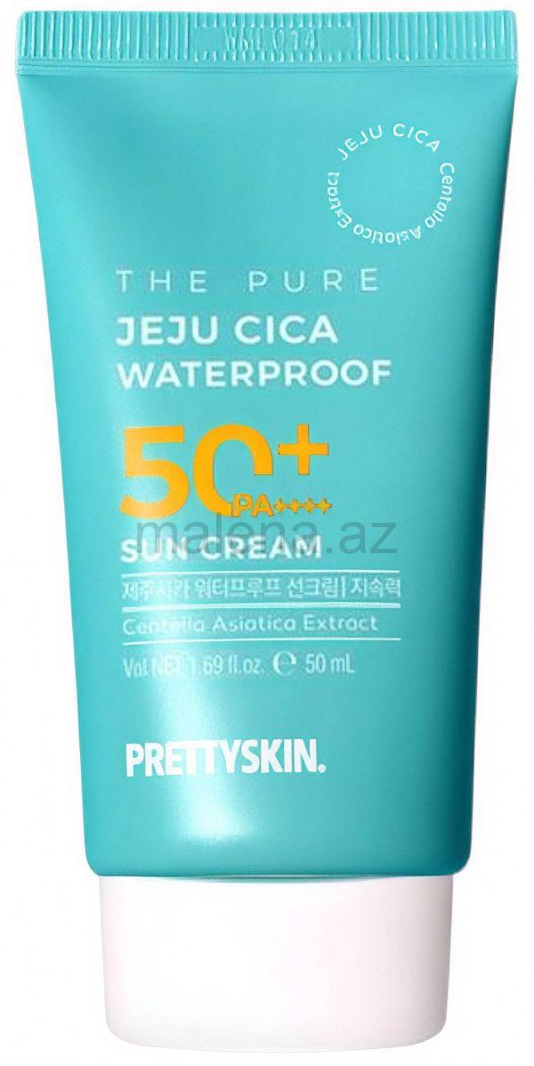 PRETTYSKIN. THE PURE JEJU CICA WATERPROOF SUN CREAM, Suya davamlı günəşdən qoruyucu krem SPF 50+ PA++++, 50 ml