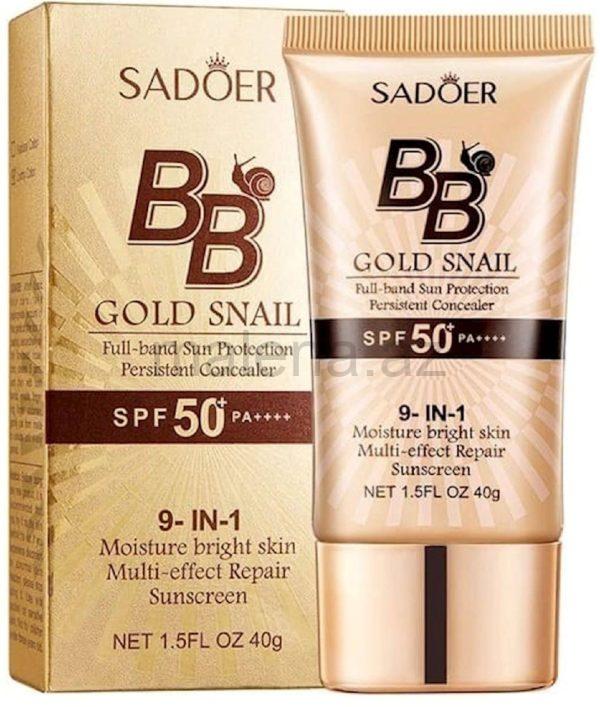 SADOER BB GOLD SNAIL Krem, SPF 50 PA++++, Günəşdən Tam Qoruma, Davamlı Konsiler, 9-u 1-də, Nəmləndirici və Parlaq Dəri, Çoxeffektli Bərpaedici, 40g